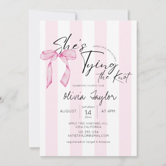 Elegante strik Zij knoopt de knoop  Bruidsmeisjesf Kaart (Voorkant)