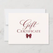 Elegante strikbeige rode cadeaubon (Voorkant)