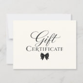 Elegante strikbeige zwarte cadeaubon (Voorkant)