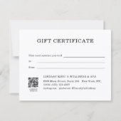 Elegante strikbeige zwarte cadeaubon (Achterkant)