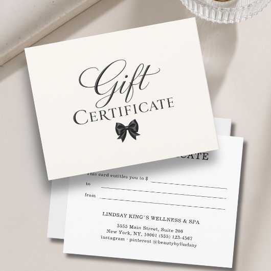 Elegante strikbeige zwarte cadeaubon