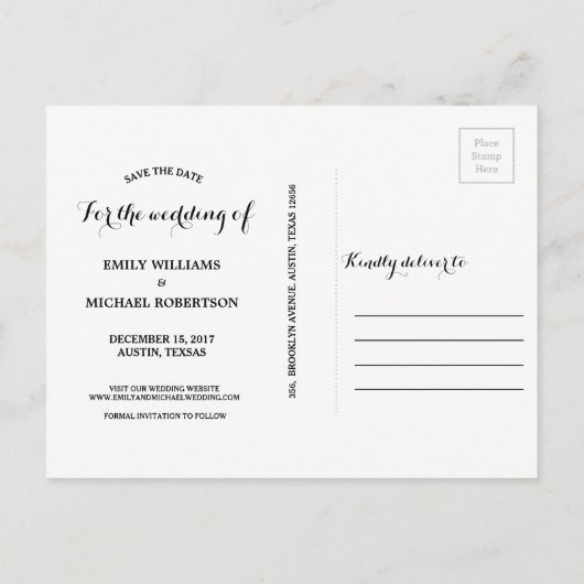 Elegante string lampjes blauw bokeh save the date aankondigingskaart (Achterkant)