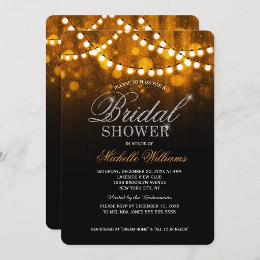 Elegante string lichten goud bokeh vrijgezellenfee kaart (Voorkant / Achterkant)