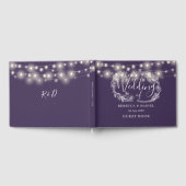 Elegante String Lights Floral Paarse bruiloft Gastenboek (Volledig)