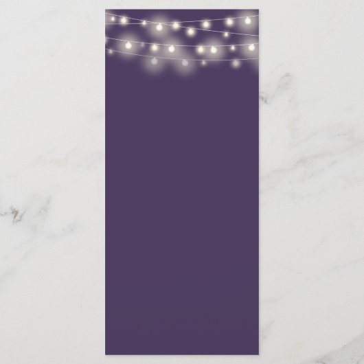 Elegante String Lights Floral Paarse bruiloft Menu (Achterkant)