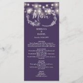 Elegante String Lights Floral Paarse bruiloft Menu (Voorkant)