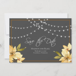 Elegante String Lights Floral Sla de datum op Save The Date