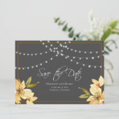 Elegante String Lights Floral Sla de datum op Save The Date (Staand voorkant)