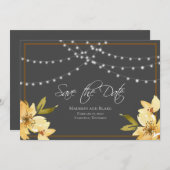 Elegante String Lights Floral Sla de datum op Save The Date (Voorkant / Achterkant)