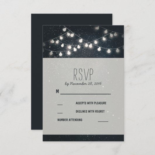Elegante String Lights Night Stars Wedding RSVP (Voorkant / Achterkant)