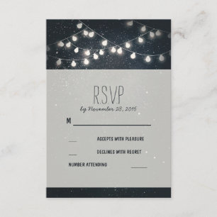 Elegante String Lights Night Stars Wedding RSVP Kaartje