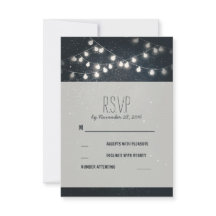 Elegante String Lights Night Stars Wedding RSVP