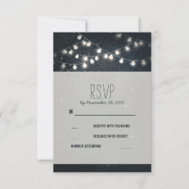 Elegante String Lights Night Stars Wedding RSVP Kaartje