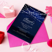 Elegante String Lights Sweet 16th Verjaardagsfeest Kaart