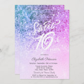 Elegante String Lights Violet Sequins Sweet 16 Kaart (Voorkant / Achterkant)