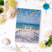 Elegante String Lights Zomer Ocean Beach Bruiloft Kaart