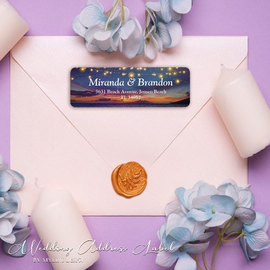 Elegante String Lights Zomer Sunset Beach Adres Etiket