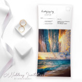 Elegante String Lights Zomer Sunset Beach Bruiloft Drieluik Uitnodiging