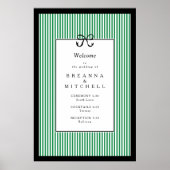 Elegante Stripe Black Border Bow Wedding Welkom Poster (Voorkant)