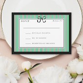 Elegante Stripe Black Border met Boog Wedding Kaart