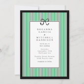 Elegante Stripe Black Border met Boog Wedding Kaart (Voorkant)