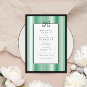 Elegante Stripe Black Border met Boog Wedding RSVP Kaartje