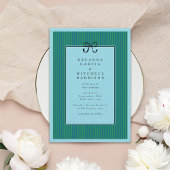 Elegante Stripe Black Border met Boog Wedding RSVP Kaartje