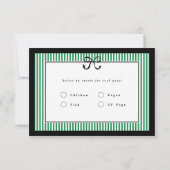 Elegante Stripe Black Border met Boog Wedding RSVP Kaartje (Achterkant)
