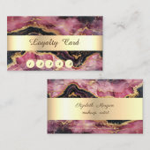 Elegante Stripe Bourgondische Marmeren Loyaliteit  Klantenkaartje (Voorkant / Achterkant)