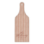 Elegante Stripe Script Typografie Familienaam Snijplank (Voorkant)