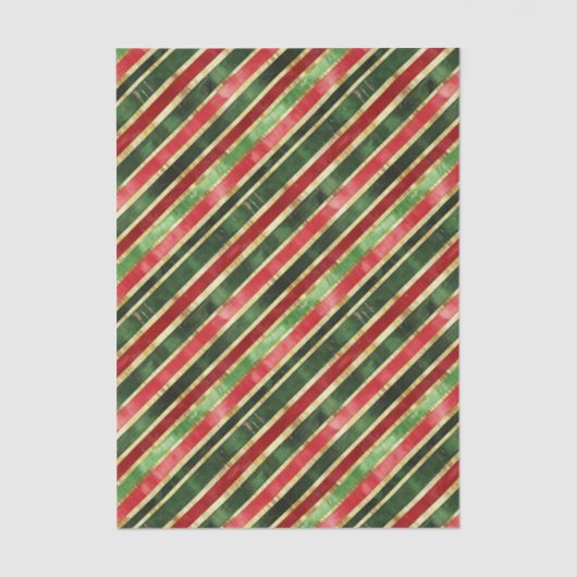 Elegante Stripes Goud Rood Groen Kerst Tissuepapier (Voorkant)