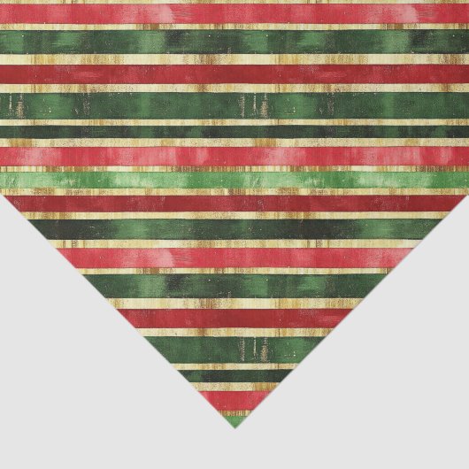 Elegante  Stripes Goud Rood Groen Kerst Tissuepapier (Detail)
