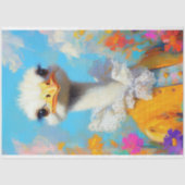 Elegante Struisvogel Geel Pastel Bloemendecoupage Tissuepapier (Voorkant)