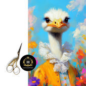 Elegante struisvogel gele pastel bloemendecoupage tissuepapier