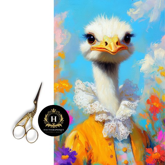 Elegante struisvogel gele pastel bloemendecoupage tissuepapier