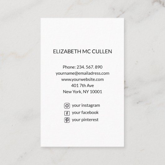 Elegante Struktur Streifen Schwarz/Weiß Visitekaartje (Achterkant)