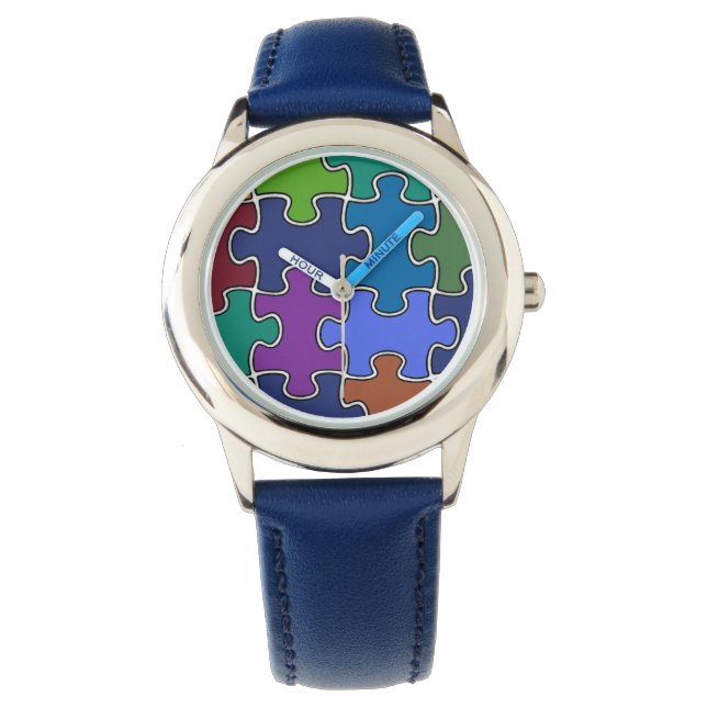 elegante stukjes kleurpuzzel horloge (Voorkant)