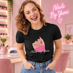 Elegante Stylist Zwarte & Roze Nagelstyliste Unifo Tri-Blend Shirt