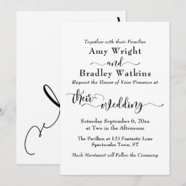 Elegante subtiele typografie, zwart op witte bruil kaart