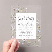 Elegante subtiele Wildflowers Afstudeerfeest Acryl Uitnodigingen (Insitu (Draagbaar))