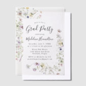 Elegante subtiele Wildflowers Afstudeerfeest Vellum Uitnodigingen (Offset)