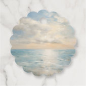 Elegante subtiele zonsondergang en bloemenbruiloft bedankjes labels (Achterkant)