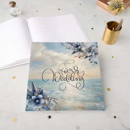 Elegante subtiele zonsondergang en bloemenbruiloft gastenboek