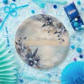 Elegante subtiele zonsondergang en bloemenbruiloft papieren bordje (Feest)