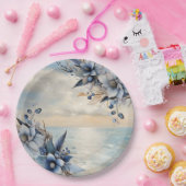 Elegante subtiele zonsondergang en bloemenbruiloft papieren bordje (Feest)