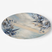 Elegante subtiele zonsondergang en bloemenbruiloft papieren bordje (Gekanteld)