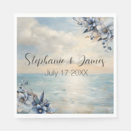 Elegante subtiele zonsondergang en bloemenbruiloft servet