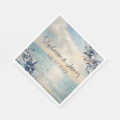 Elegante subtiele zonsondergang en bloemenbruiloft servet (Hoek)