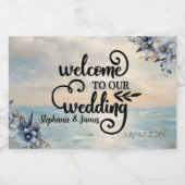 Elegante subtiele zonsondergang en bloemenbruiloft sparkling wijnetiket (Enkel label)