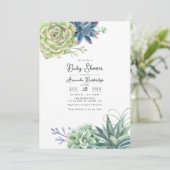 Elegante Succulent Baby Shower Kaart (Staand voorkant)